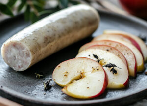 Boudin blanc cuit et pommes cuites